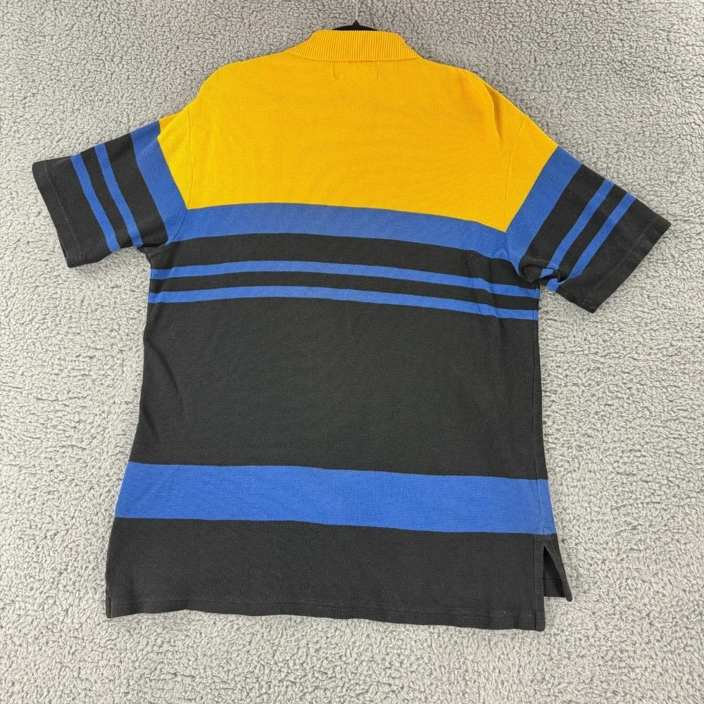 Ralph Lauren Polo Sport Shirt Men Large Yellow Black Stripe Short Sleeve Vintage